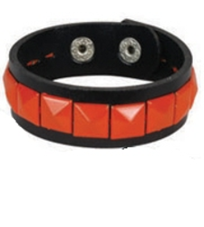 ORANGE single row pyramid stud studded wristband strap